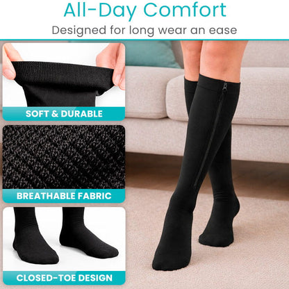 Zippered Compression Stockings- Pair