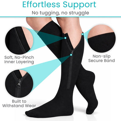 Zippered Compression Stockings- Pair