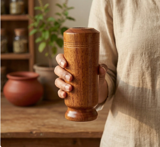 Vijaysar Wooden Glass 🌿 – Natural Sugar Balance Tumbler 🩺✨