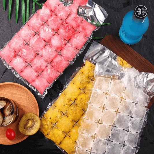 Pack of 10 Self-Seal 24-Grid Kitchen Ice Bags for Easy Ice Cube Making
