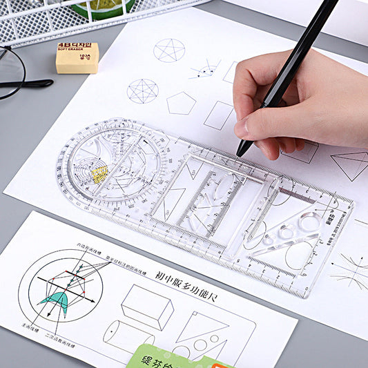 Multifunctional Geometric Plastic Ruler📐