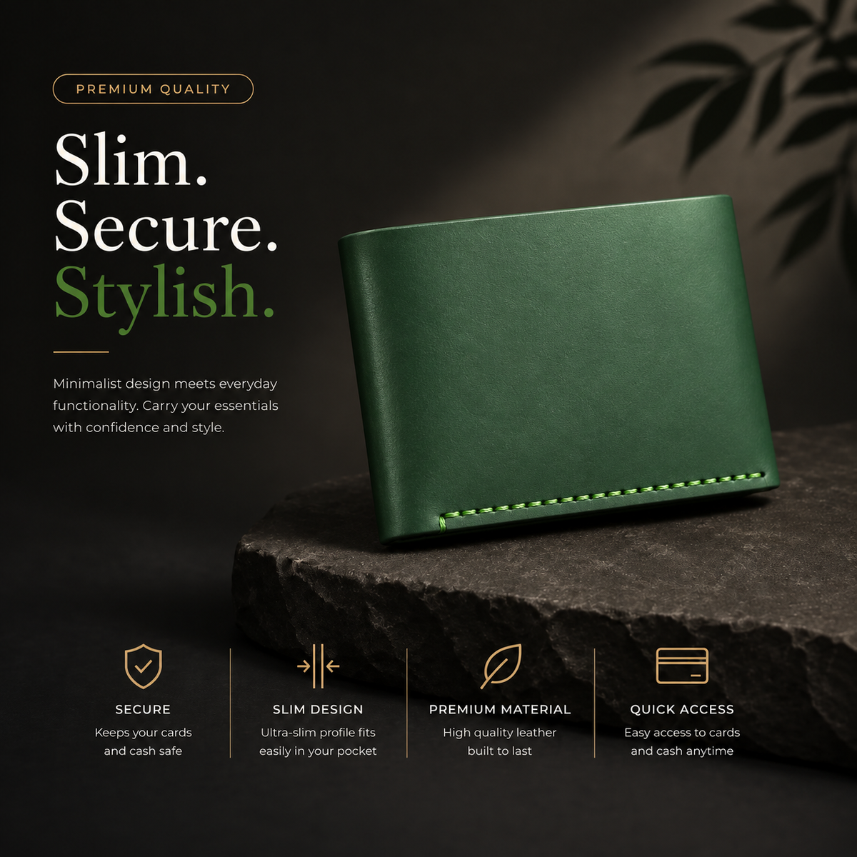 Sage Fold Green Slim Wallet