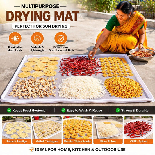 Universal Hygienic Sun Drying Mat for Masala, Haldi, Rice and more