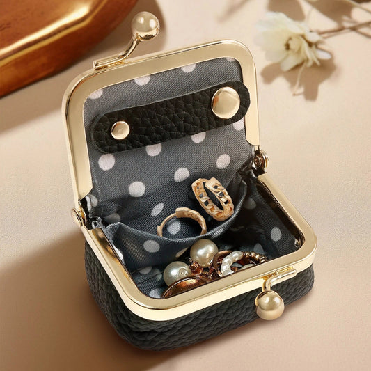 Portable Vintage-Inspired Genuine Leather Jewelry Case